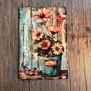 Wall Hanging Sign Metal Sign Pink Daisy Flower Garden Home Decor NEW Gift